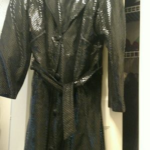 Full Length Textured Leather Coat